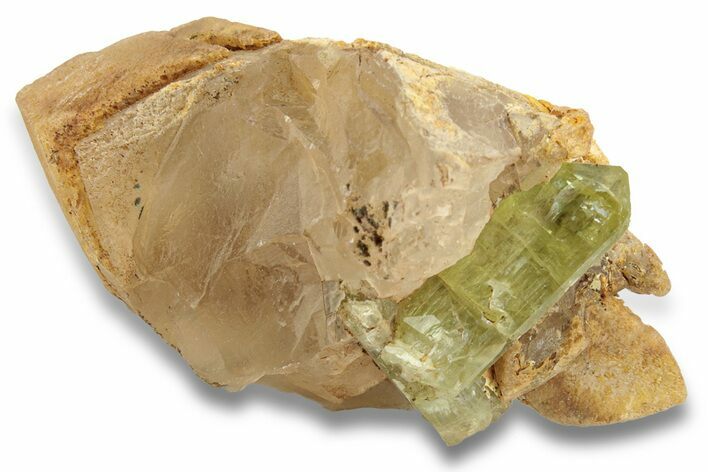 Lustrous, Yellow Apatite Crystals with Calcite - Morocco #251149